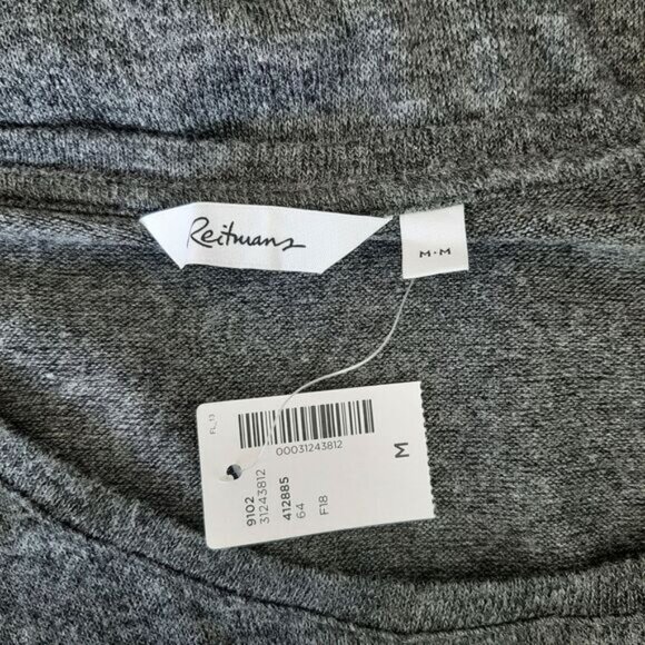 REITMANS Tunic Dress Side Slits Fine Knit Sweater Knee Length Grey Sz M - Picture 10 of 11